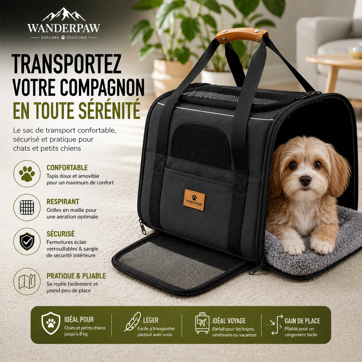Sac de transport chien et chat voyage WanderPaw