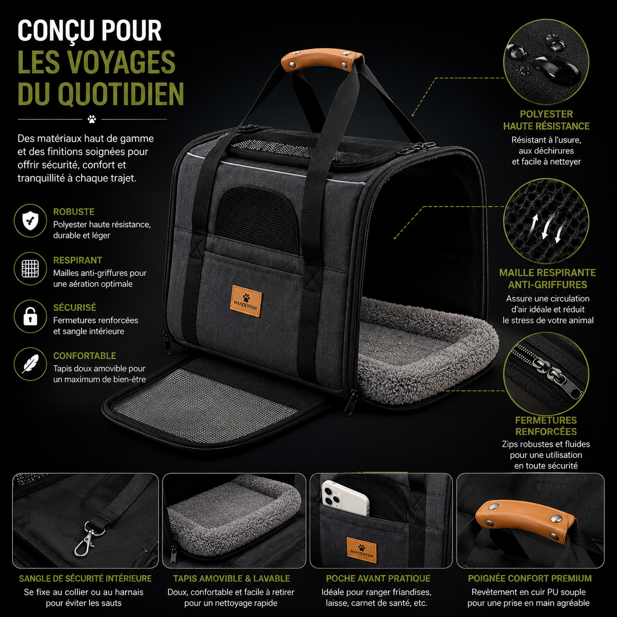 Sac de transport chien et chat voyage WanderPaw