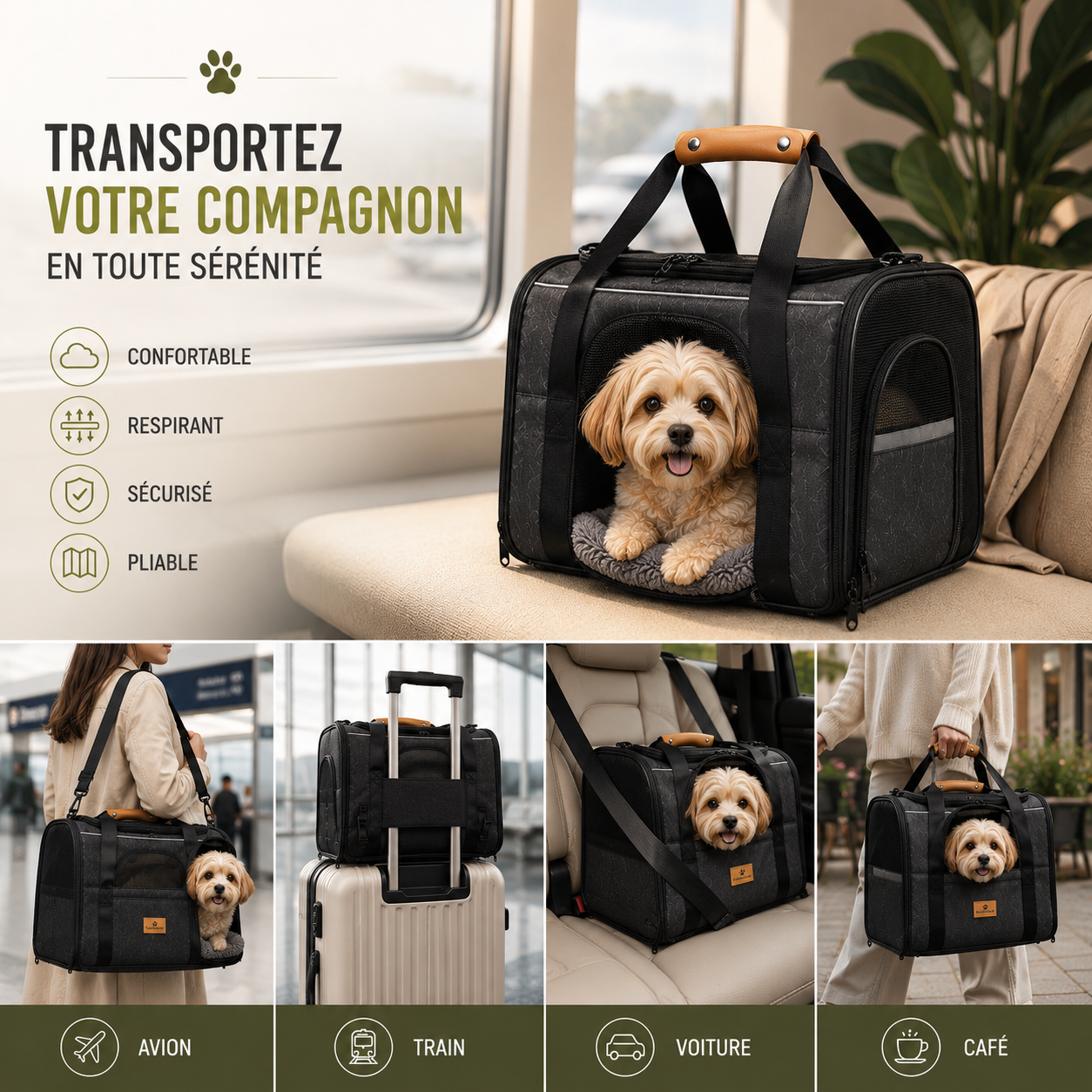 Sac de transport chien et chat voyage WanderPaw