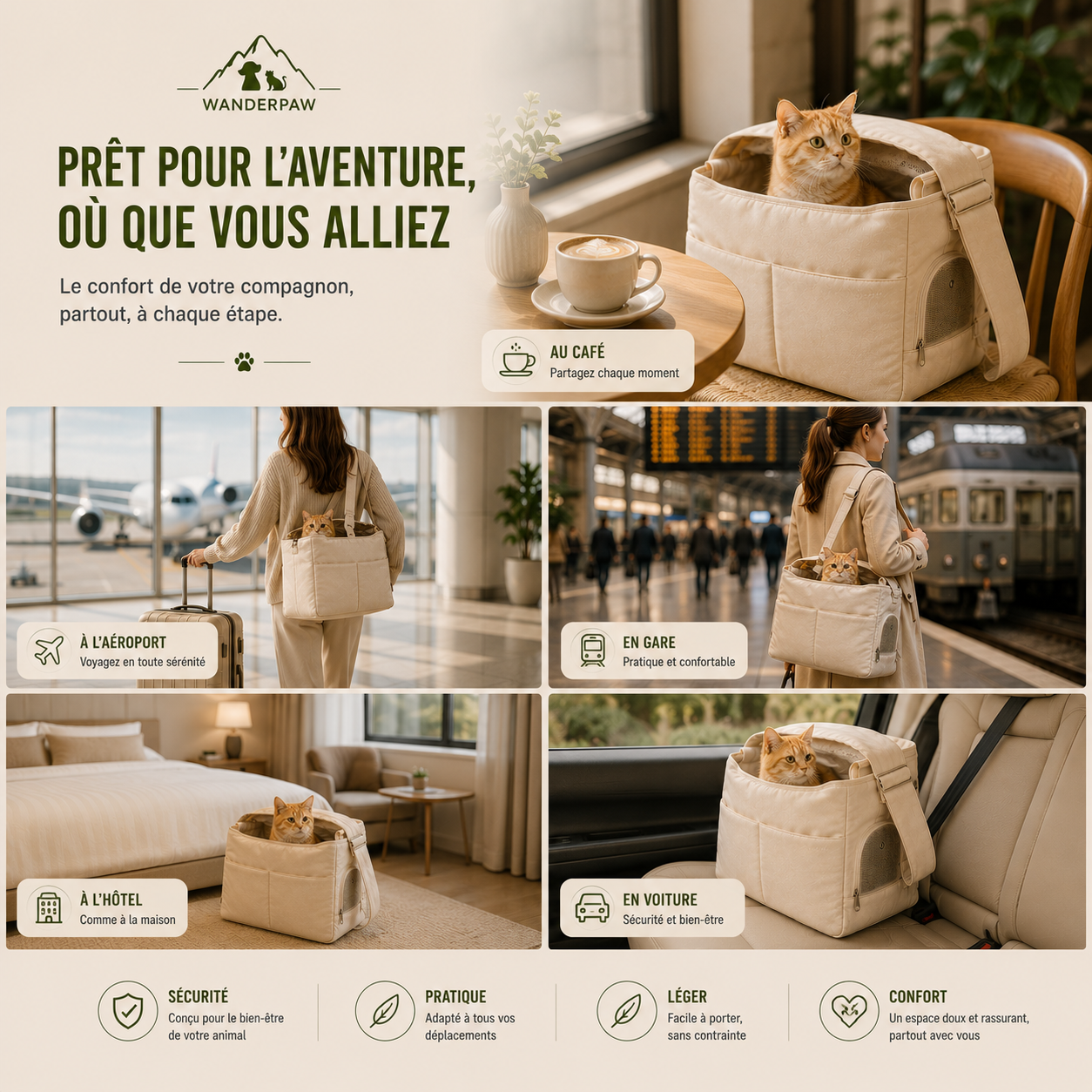 Sac de transport chien et chat voyage WanderPaw