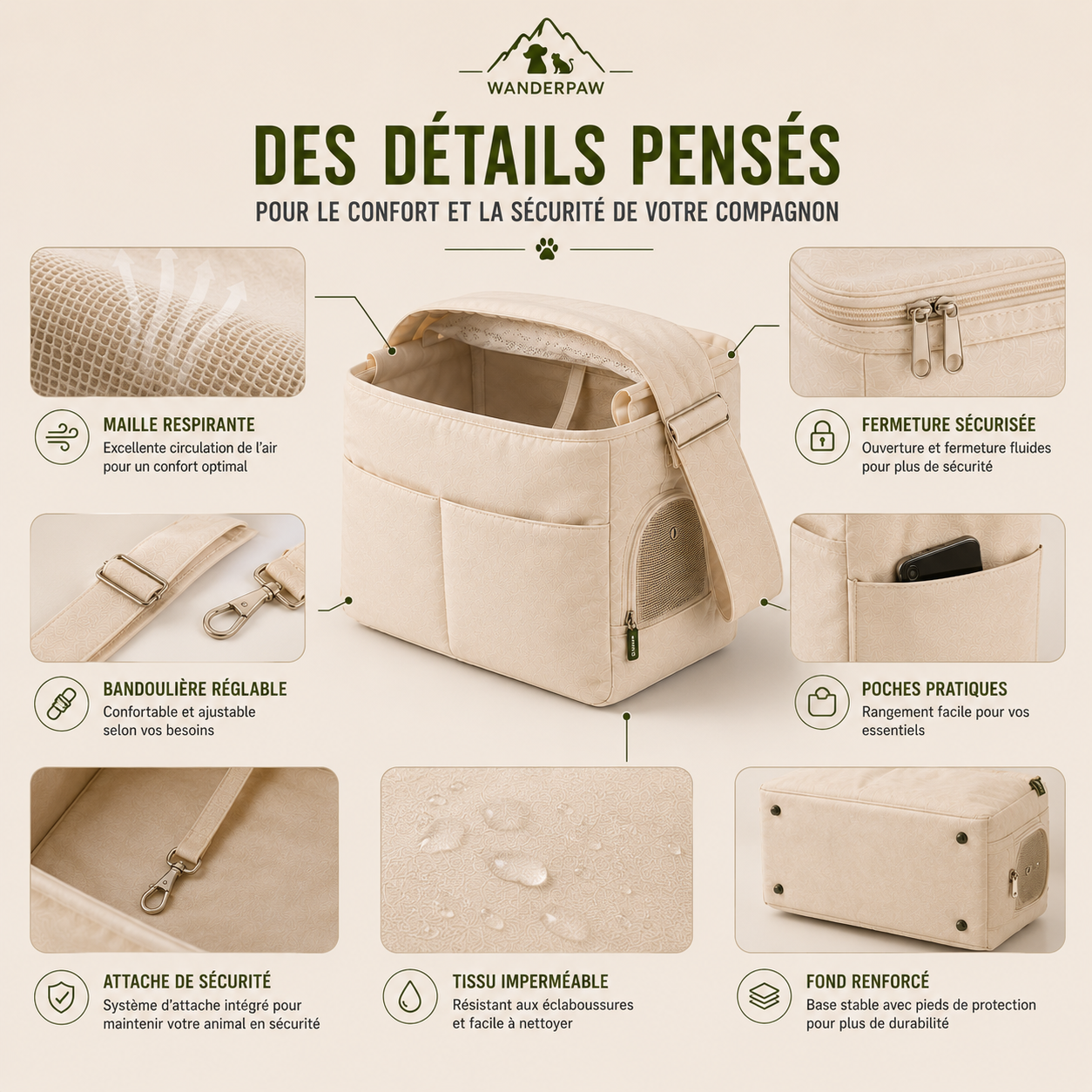 Sac de transport chien et chat voyage WanderPaw