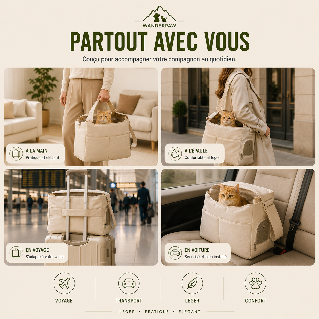 Sac de transport chien et chat voyage WanderPaw