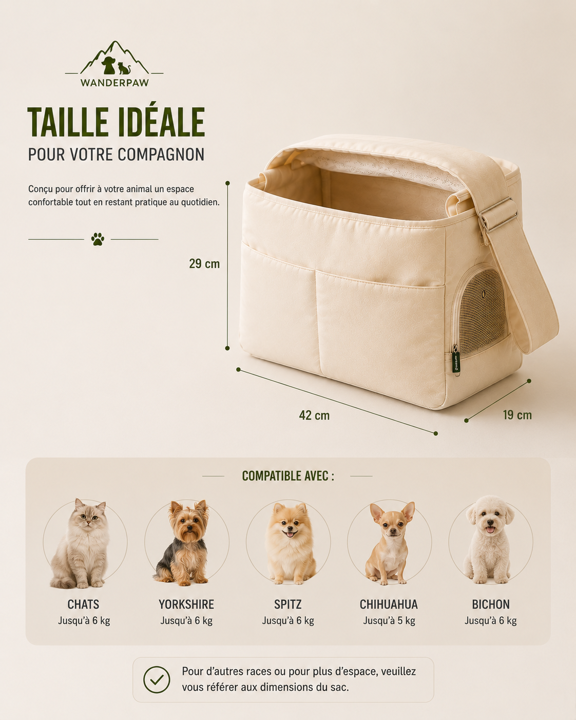 Sac de transport chien et chat voyage WanderPaw