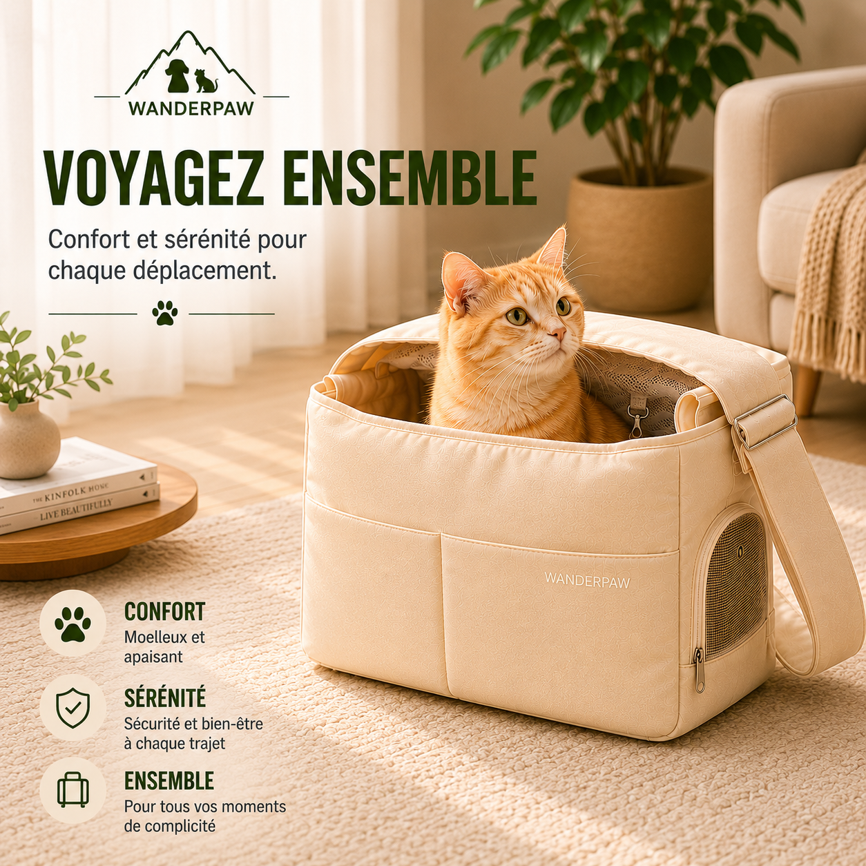 WanderPaw Apricot Pet Carrier — Comfortable Travel for Dogs and Cats up to 7.5 kg